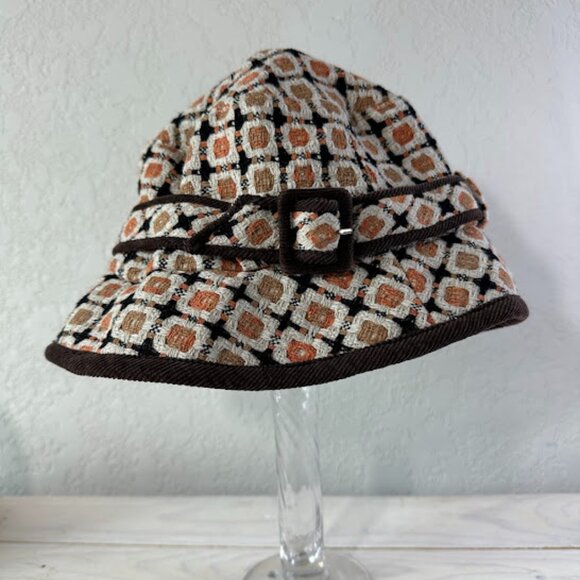 Vintage Tan Orange Brown Belted Bucket Hat - Picture 1 of 7